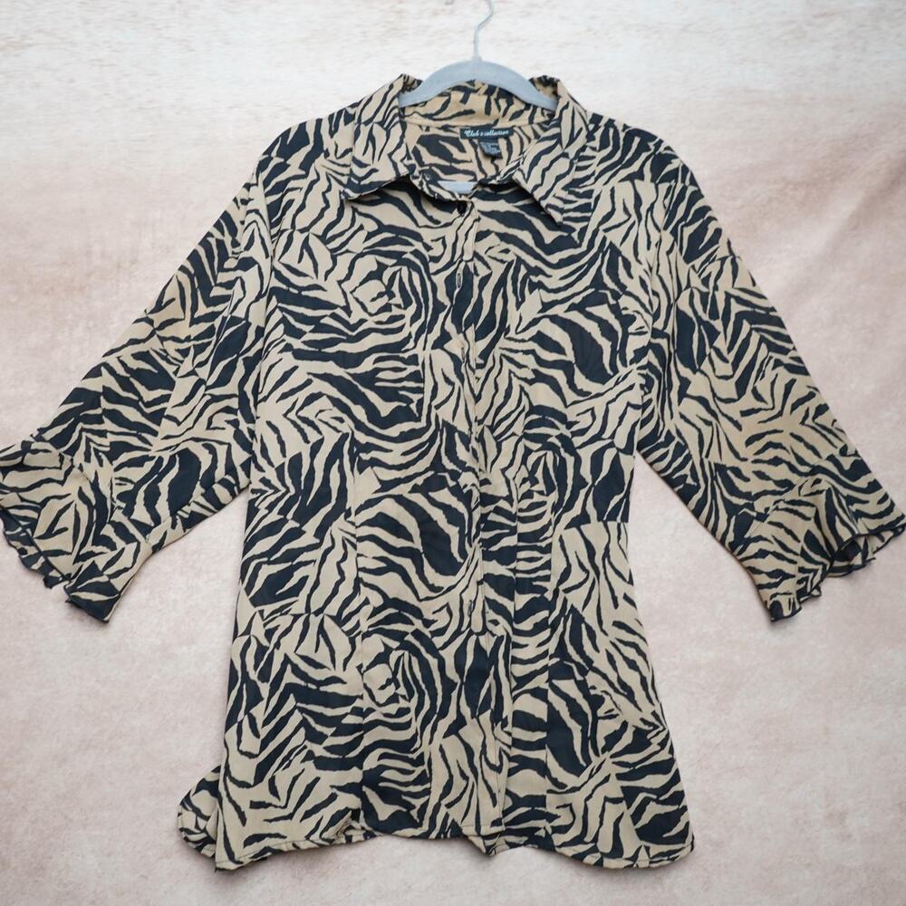 Club Z Collection Zebra Blouse 1X Y2K